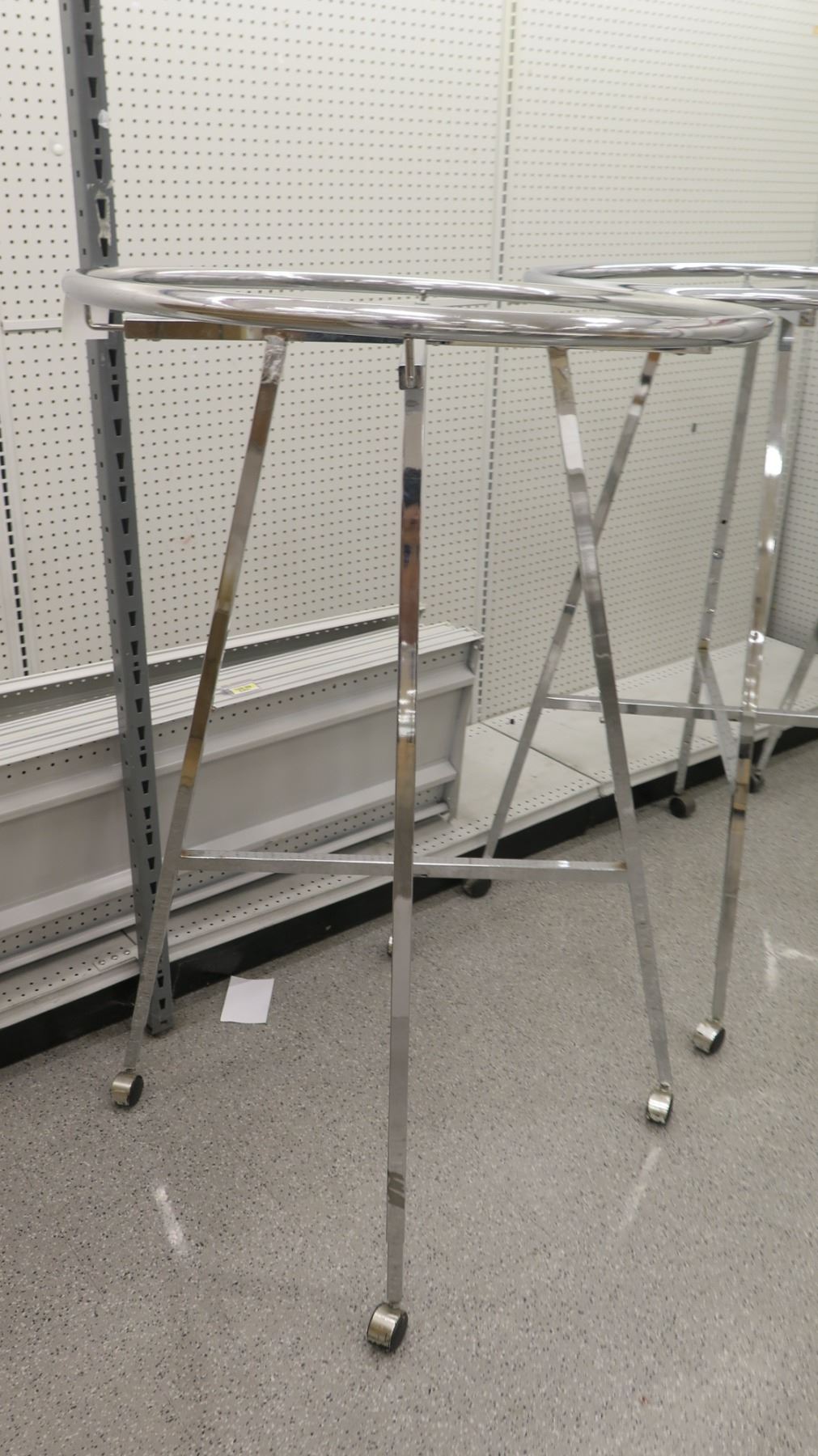 Qty 3 Chrome Rolling Round Clothing Racks on Wheels 36