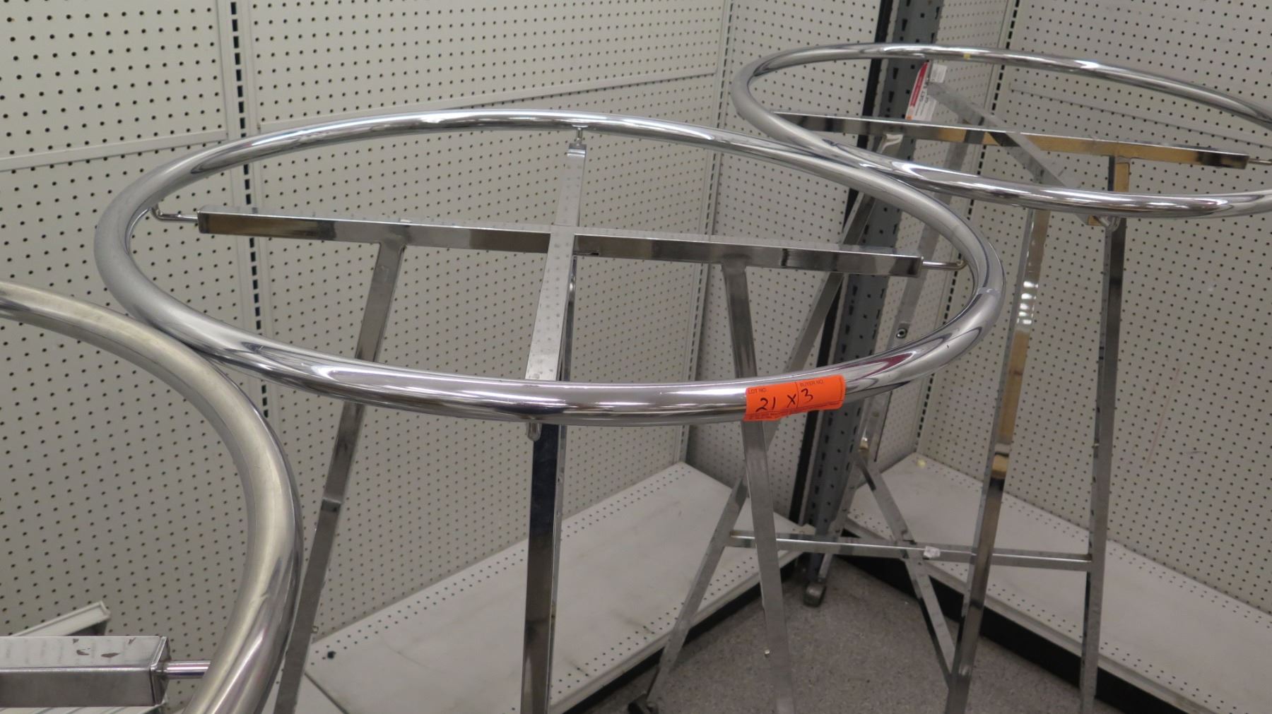 Qty 3 Chrome Rolling Round Clothing Racks on Wheels 36