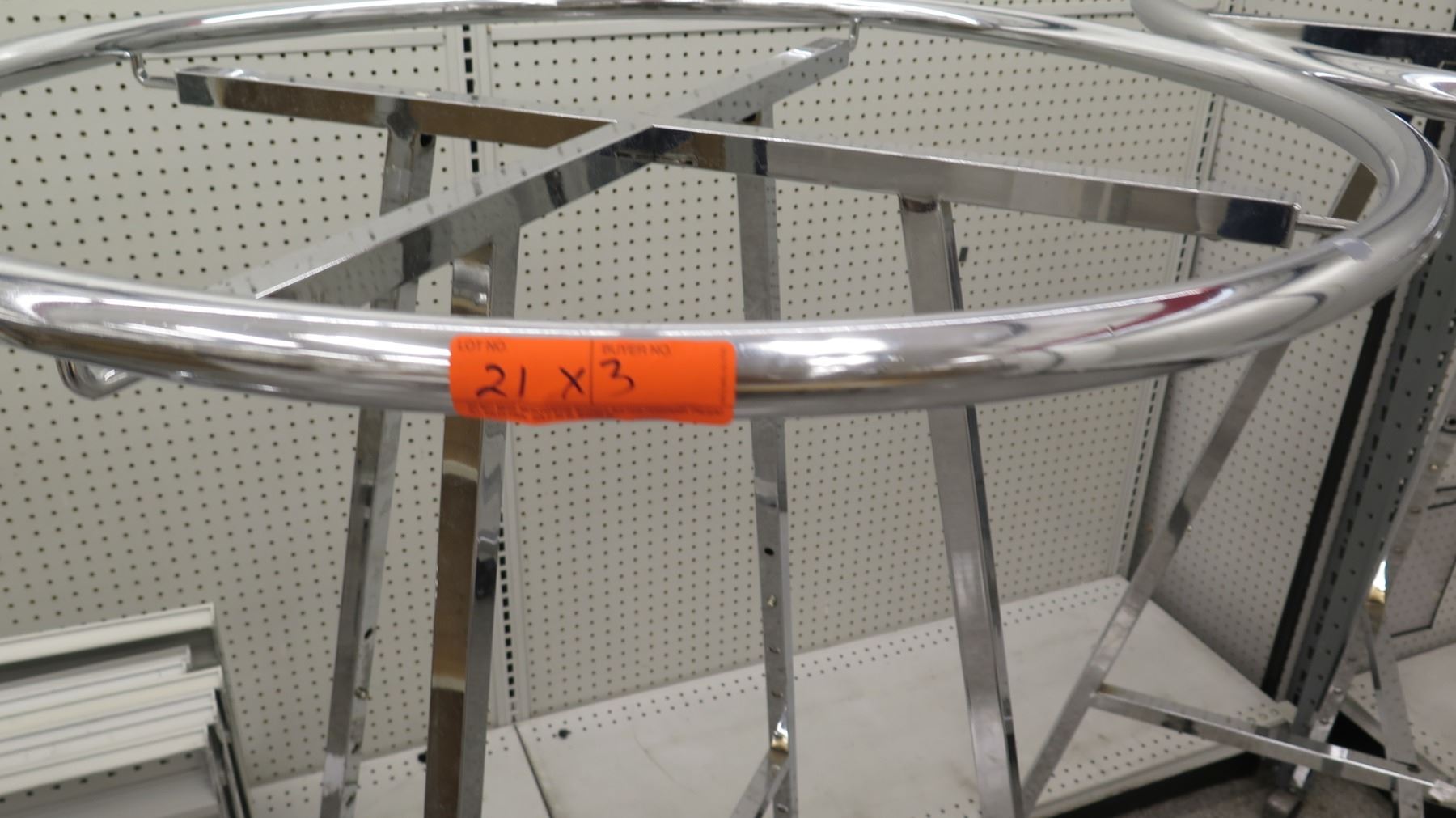 Qty 3 Chrome Rolling Round Clothing Racks on Wheels 36