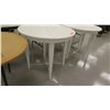 Image 3 : Qty 2 White Wood Round Tables & 1 Round Folding Table, White: 36" Diameter, 31"H; Folding: 36" Diame