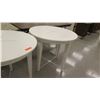 Image 4 : Qty 2 White Wood Round Tables & 1 Round Folding Table, White: 36" Diameter, 31"H; Folding: 36" Diame