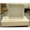 Image 1 : White Display on Rectangle White Base, Base: 84"L x 48"W x 18"H; Display: 50.5"L x 25"D x 48.5"H