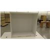 Image 3 : White Display on Rectangle White Base, Base: 84"L x 48"W x 18"H; Display: 50.5"L x 25"D x 48.5"H
