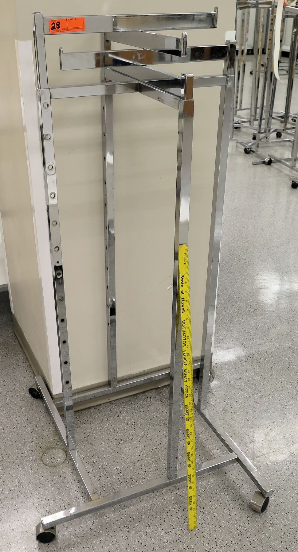 Chrome Rolling Square Clothing Rack on Wheels - Oahu Auctions