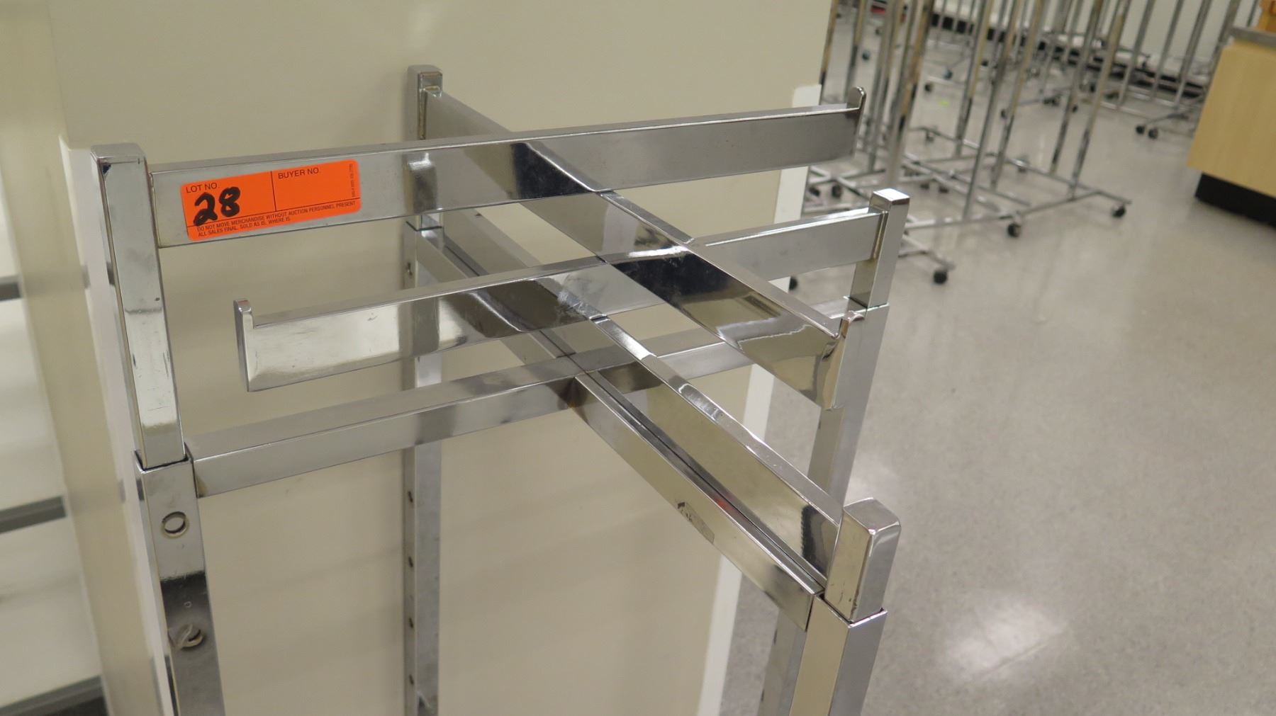 Chrome Rolling Square Clothing Rack on Wheels