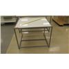 Image 3 : Qty 2 White & Metal Tables, 1 piece, 42"L x 36"W x 32"H; 1 piece, 60"L x 36"W x 33.5"H