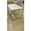 Image 4 : Qty 2 White & Metal Tables, 1 piece, 42"L x 36"W x 32"H; 1 piece, 60"L x 36"W x 33.5"H