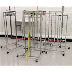 Qty 7 Adjustable Chrome Rolling Clothing Racks on Wheels, all approx. 55"H