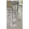 Image 2 : Qty 10 Chrome Square Clothing Racks (9 with wheels, 1 no wheels). All approx. 56"H