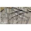 Image 4 : Qty 10 Chrome Square Clothing Racks (9 with wheels, 1 no wheels). All approx. 56"H