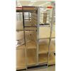 Image 5 : Qty 2 Slatwall Panel Wood & Chrome Adjustable Display Shelf Racks 50"L x 58"D x 62.5"H