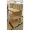 Image 5 : Qty 2 Slatwall Panel Wood & Chrome Adjustable Display Shelf Racks 50.5"L x 51"D x 62.5"H; 50.5"L x 3