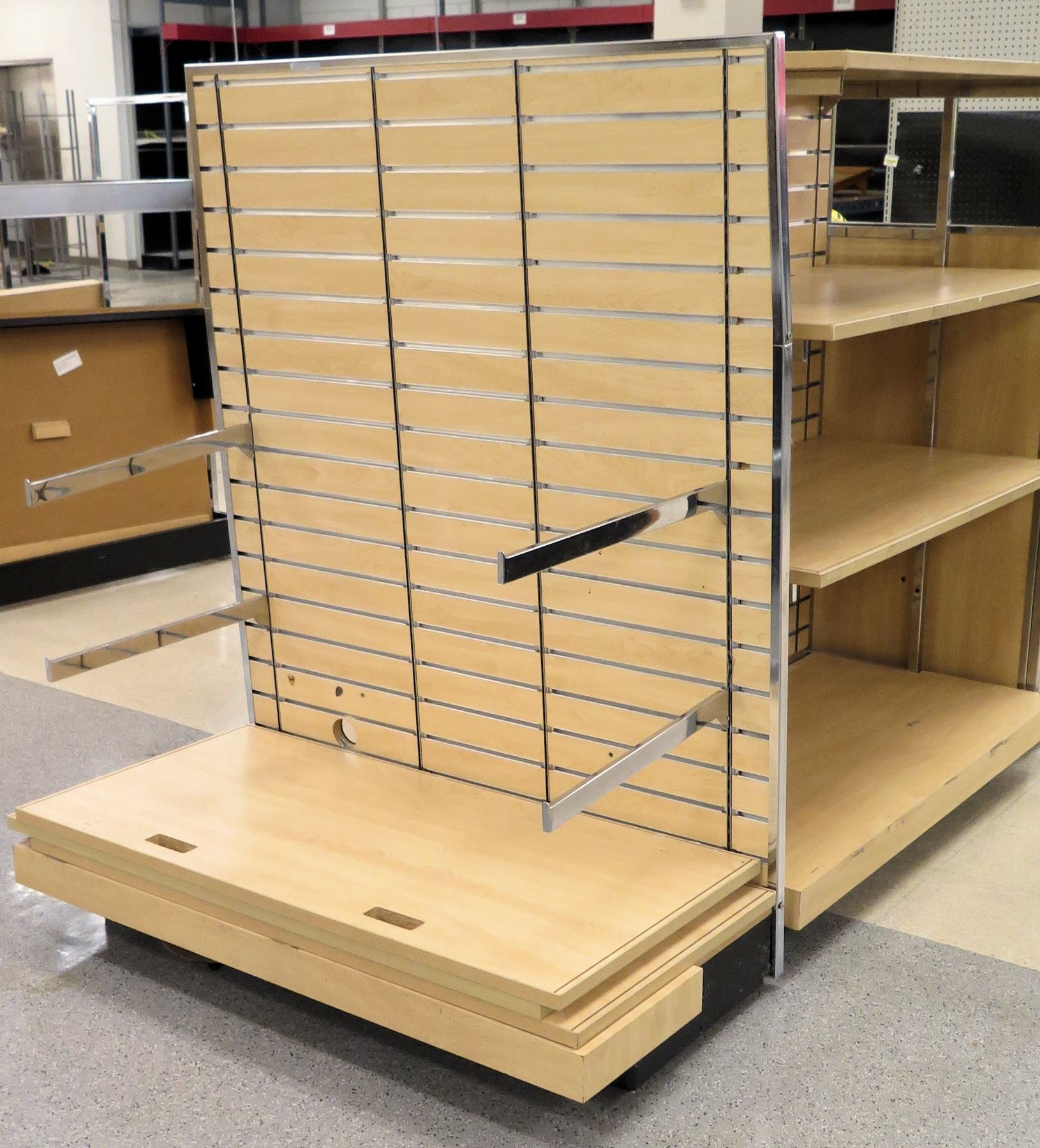 Slatwall Panel Wood & Chrome Adjustable Display Shelf Racks 105