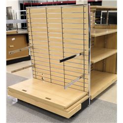 Slatwall Panel Wood & Chrome Adjustable Display Shelf Racks 105"L x 50.5"D x 62"H