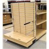 Image 1 : Slatwall Panel Wood & Chrome Adjustable Display Shelf Racks 105"L x 50.5"D x 62"H