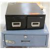 Image 1 : Black Metal 2 Side Index Card File & Blue Locking File Drawer