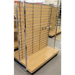 Slatwall Panel Wood & Chrome Adjustable Display Shelf Rack 50.5"L x 39"D x 62.5"H