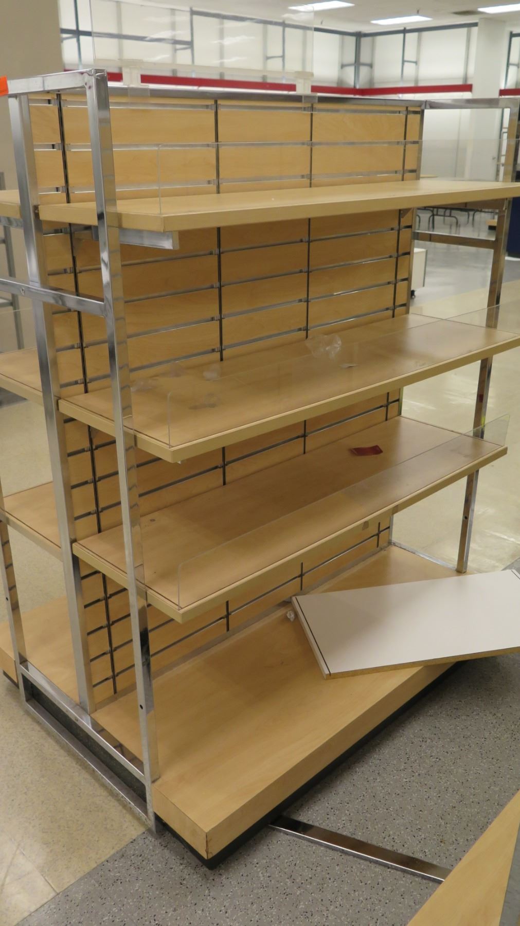 Slatwall Panel Wood & Chrome Adjustable Display Shelf Rack 50.5