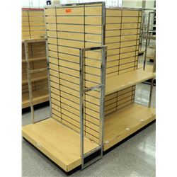 Slatwall Panel Wood & Chrome Adjustable Display Shelf Rack 71"L x 38.5"D x 62.5"H