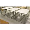 Image 1 : Qty 3 White & Metal Rectangle Display Tables 60"L x 36"W x 34"H