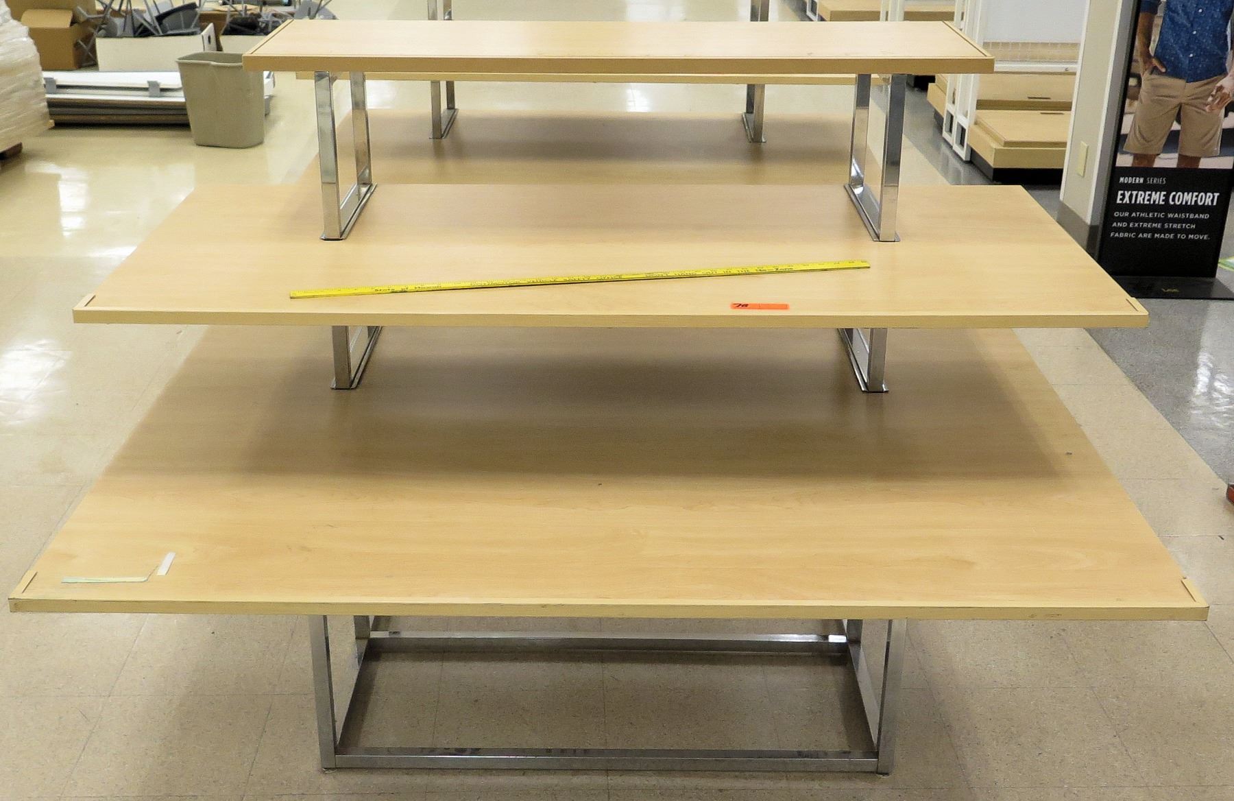 Wood & Chrome 3 Tier Store Table Display Rack 62