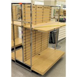 Slatwall Panel Wood & Chrome Adjustable Display Shelf Rack 50.5"L x 51"D x 62.5"H