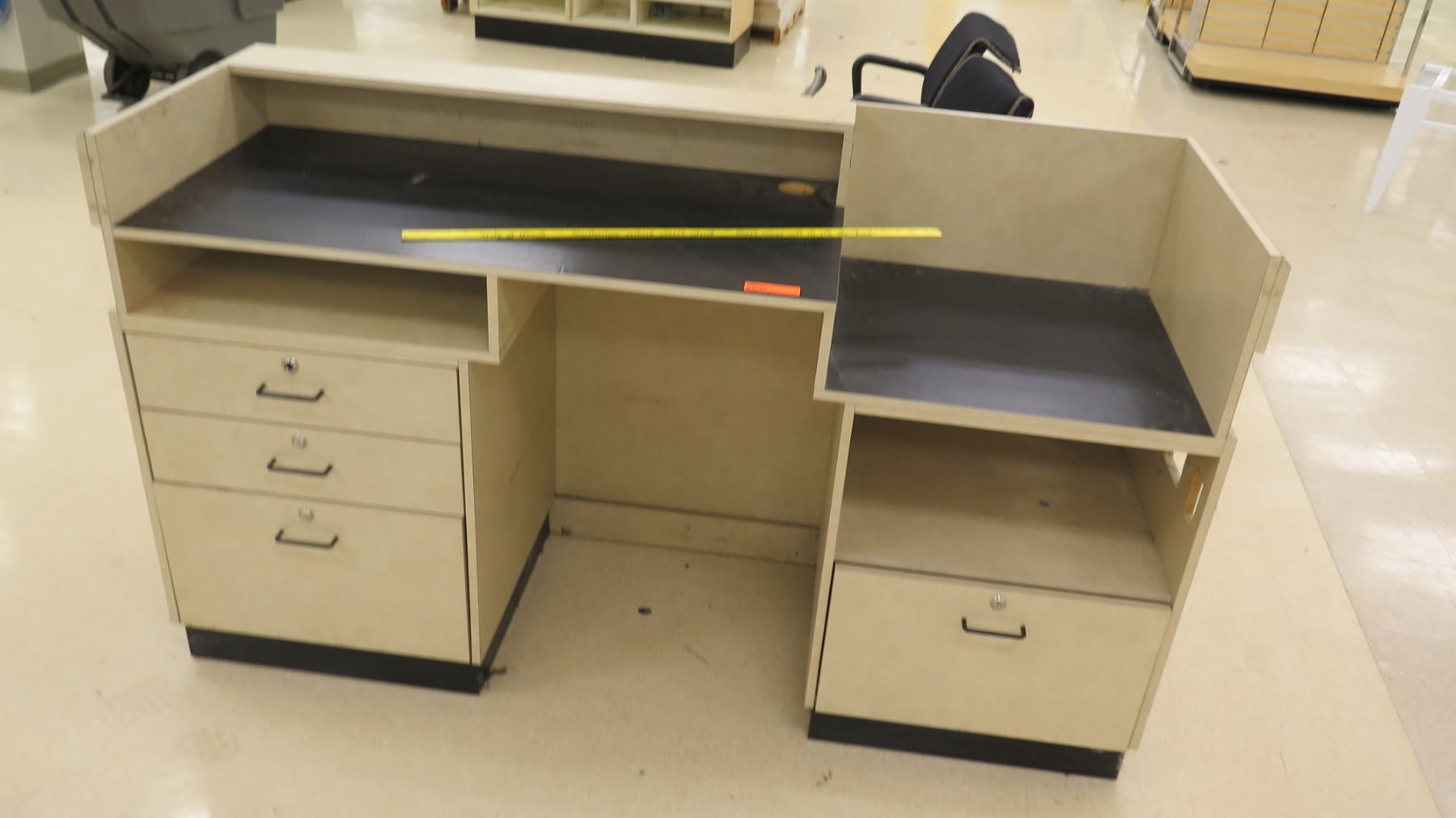 Customer Service Center Desk w/ File Drawers & Geometric Design 72