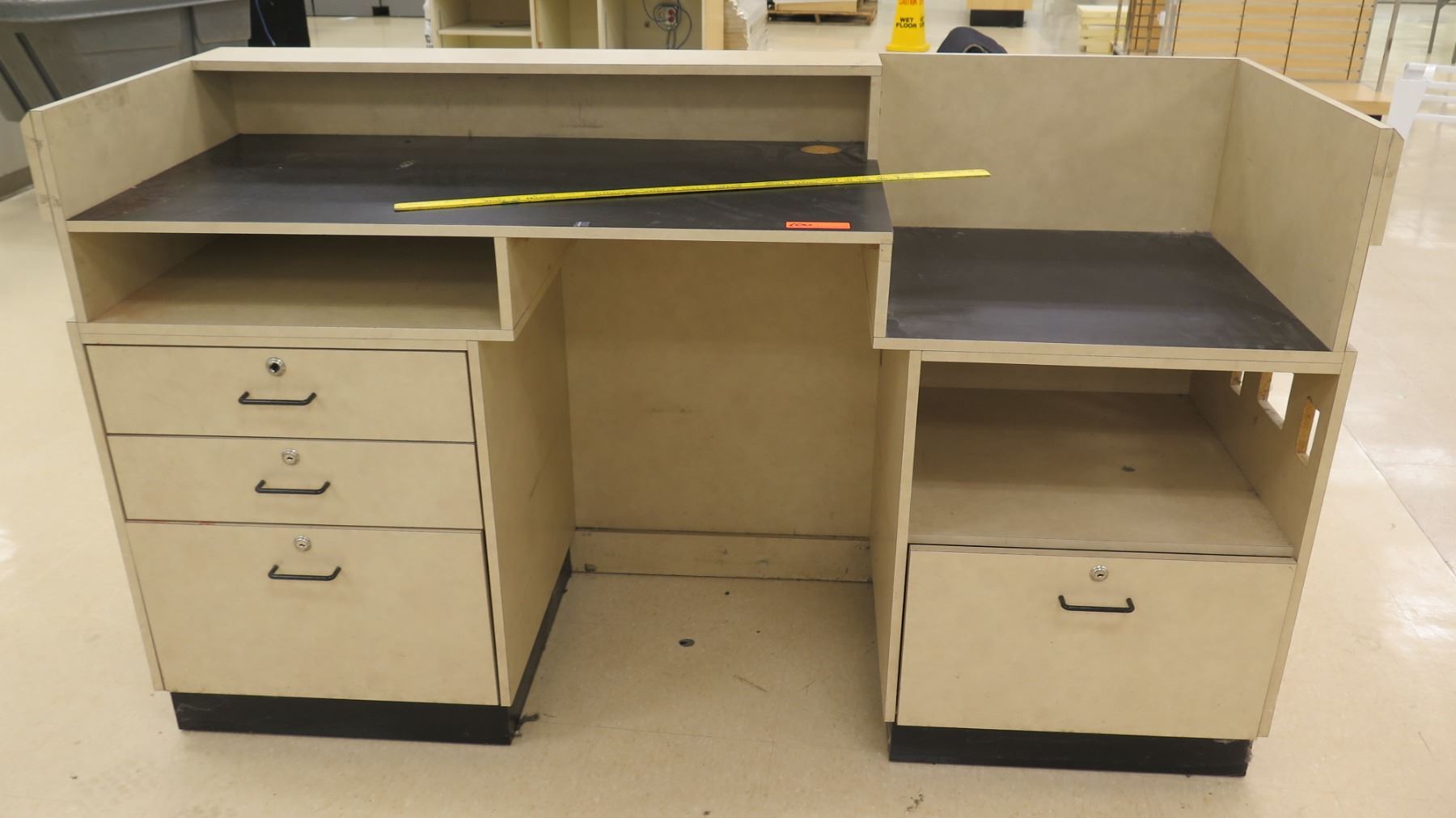 Customer Service Center Desk w/ File Drawers & Geometric Design 72