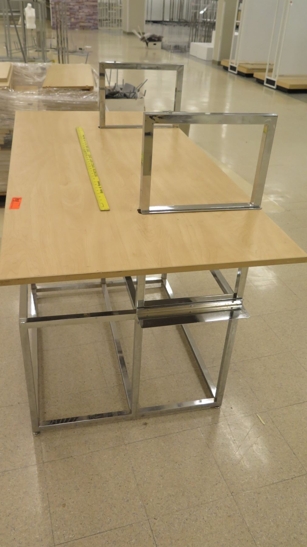 Wood & Chrome Store Table Display Rack 62