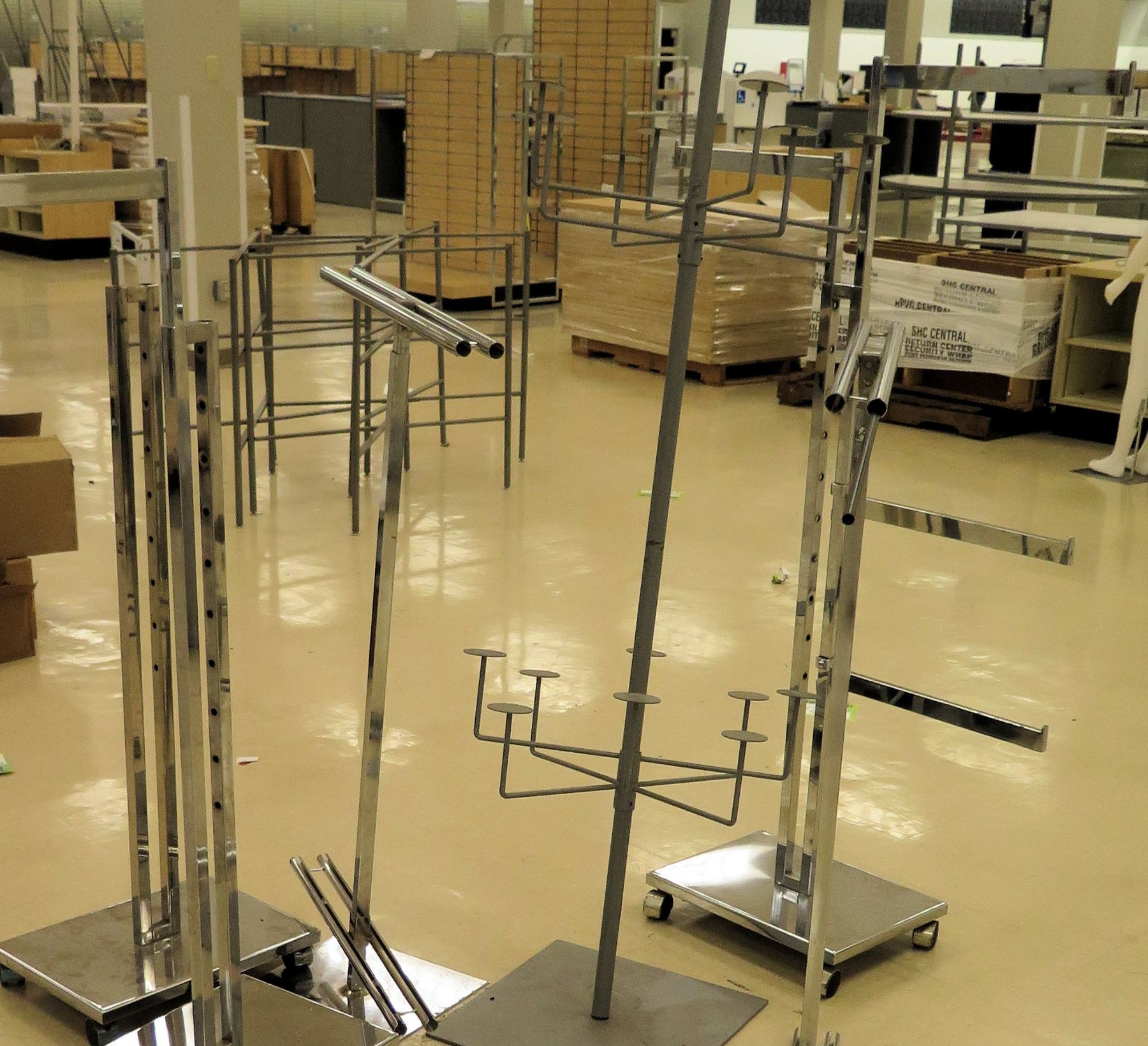 Multiple Misc Chrome Rolling Square Clothing Racks on Wheels (Qty 3 ...