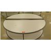 Image 2 : Qty 2 Round Half Tables w/ Shelf Below 72"L x 33.5"H each