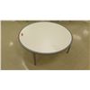 Image 2 : Qty 3 Round White & Metal Display Tables 44" Diameter, 15"H each