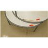 Image 2 : Qty 2 Round White & Metal Display Tables 44" Diameter, 15"H each