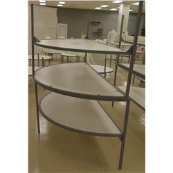 Qty 2 Round Half Tables w/ Shelf Below 72"L x 33.5"H each