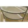 Image 2 : Qty 2 Round Half Tables w/ Shelf Below 72"L x 33.5"H each