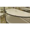Image 3 : Qty 2 Round Half Tables w/ Shelf Below 72"L x 33.5"H each