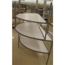 Qty 2 Round Half Tables w/ Shelf Below 72"L x 33.5"H each