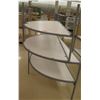 Image 1 : Qty 2 Round Half Tables w/ Shelf Below 72"L x 33.5"H each