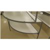 Image 2 : Qty 2 Round Half Tables w/ Shelf Below 72"L x 33.5"H each
