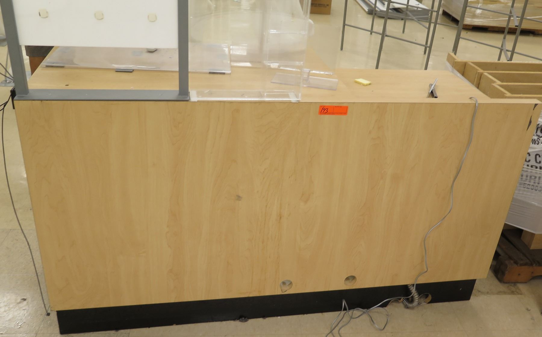 Cubical Service Counter Rectangle Wood Laminate Service Counter w/ 6 Cubicles Below 60