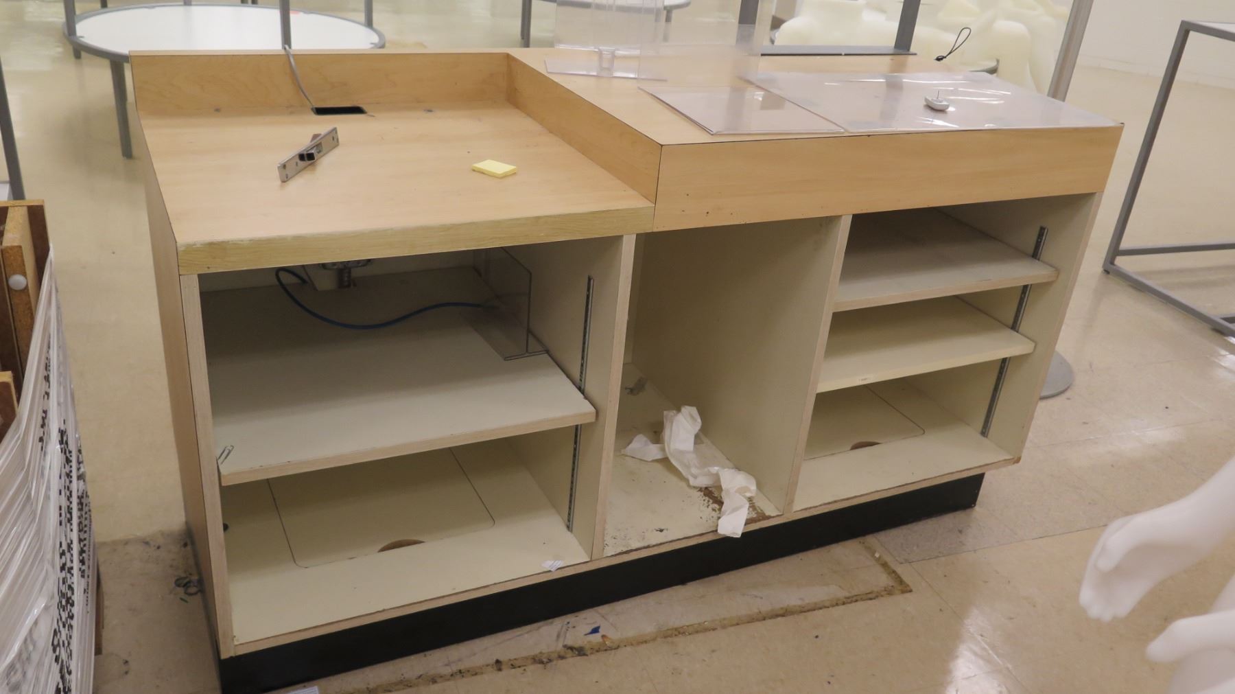 Cubical Service Counter Rectangle Wood Laminate Service Counter w/ 6 Cubicles Below 60