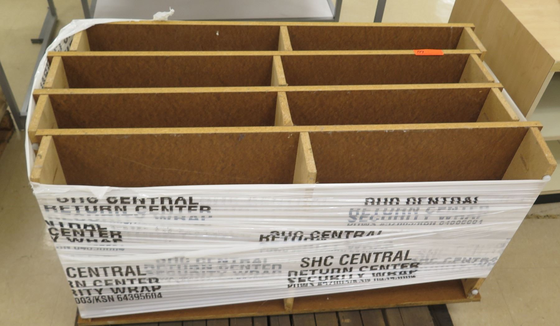 Qty 4 Wrapped Pressboard Two Cubicle Stacking Shelf Units, all approx. 48