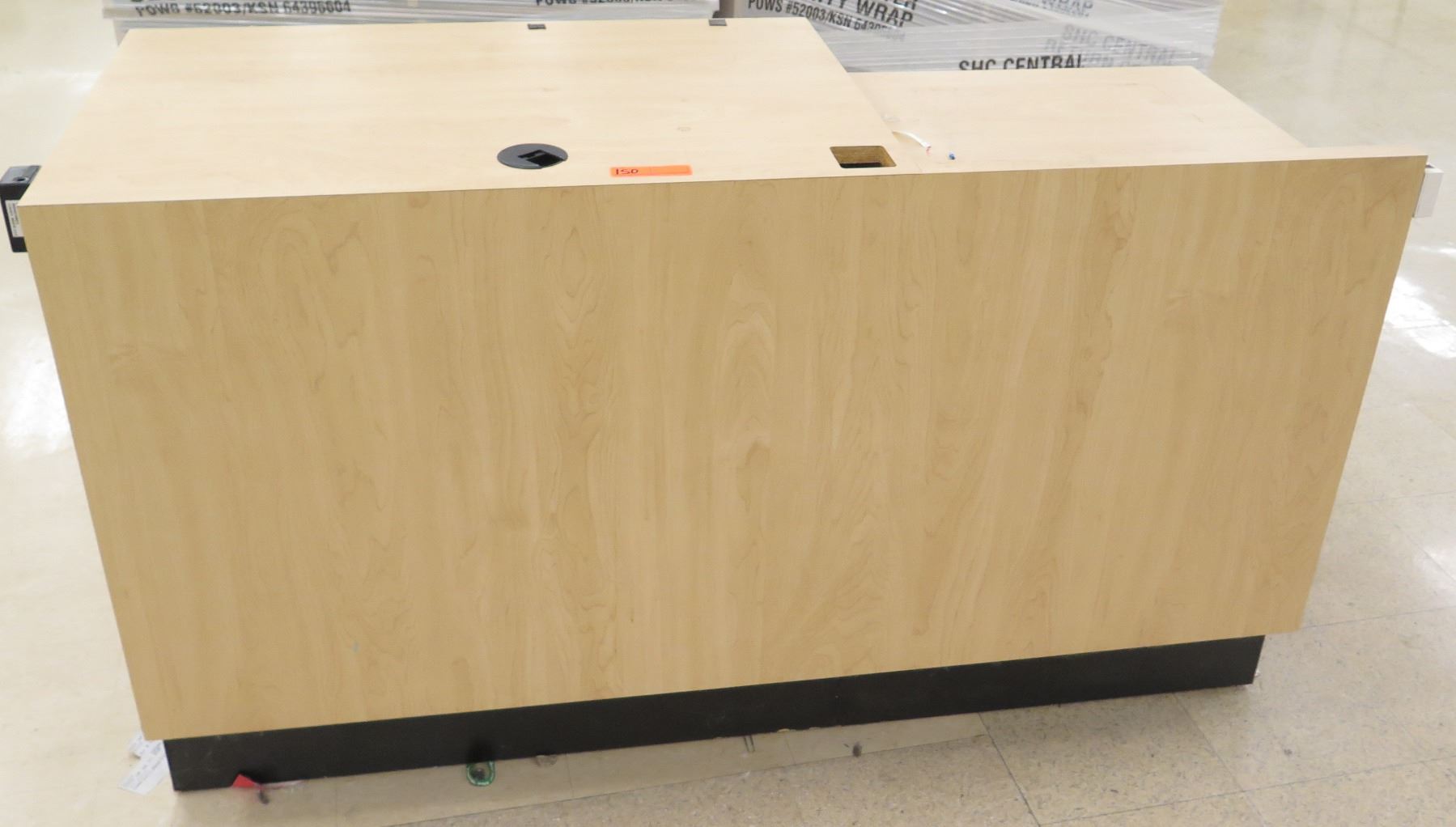 Cubical Service Counter Rectangle Wood Laminate Service Counter w/ 6 Cubicles Below 60