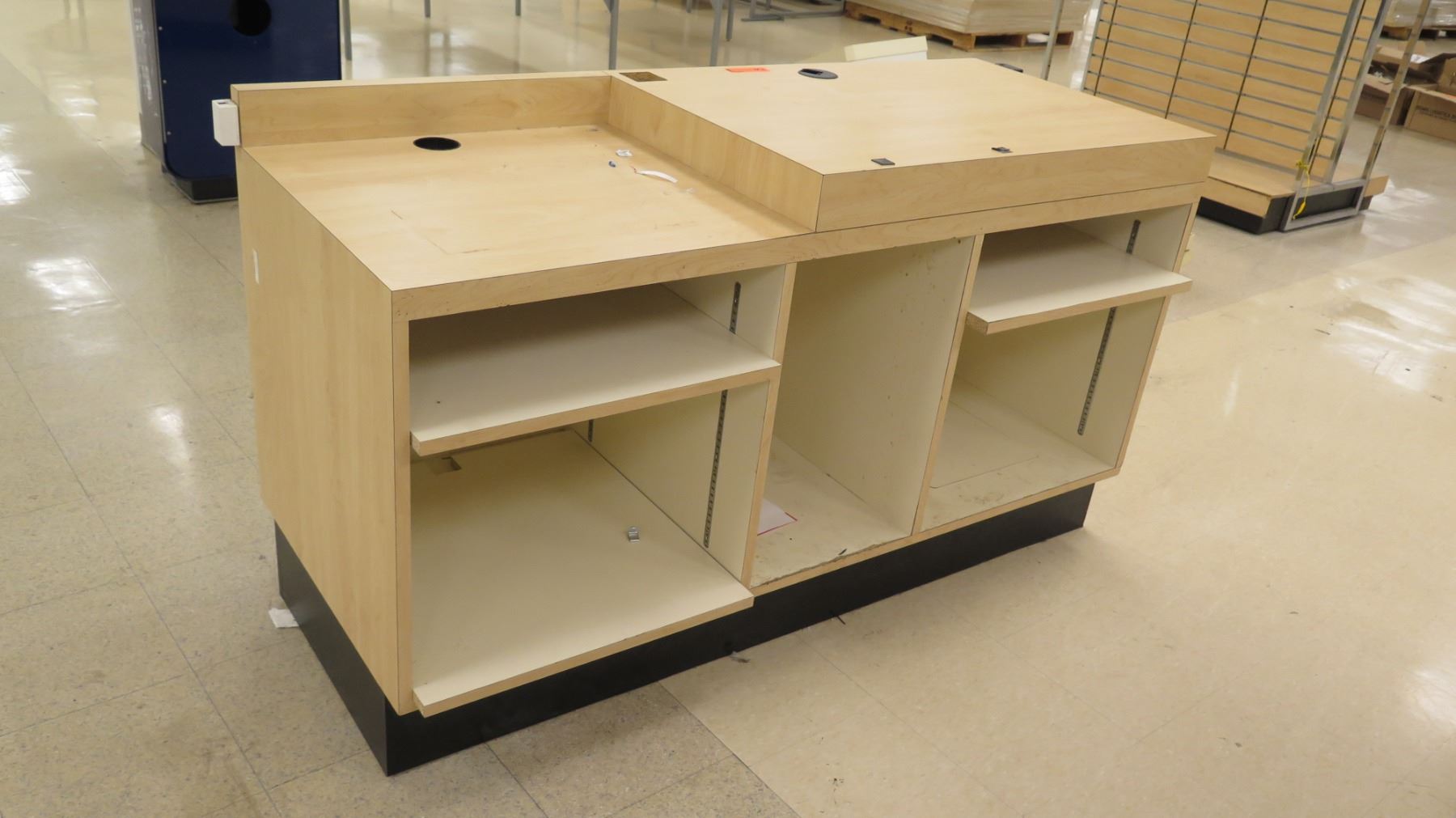 Cubical Service Counter Rectangle Wood Laminate Service Counter w/ 6 Cubicles Below 60