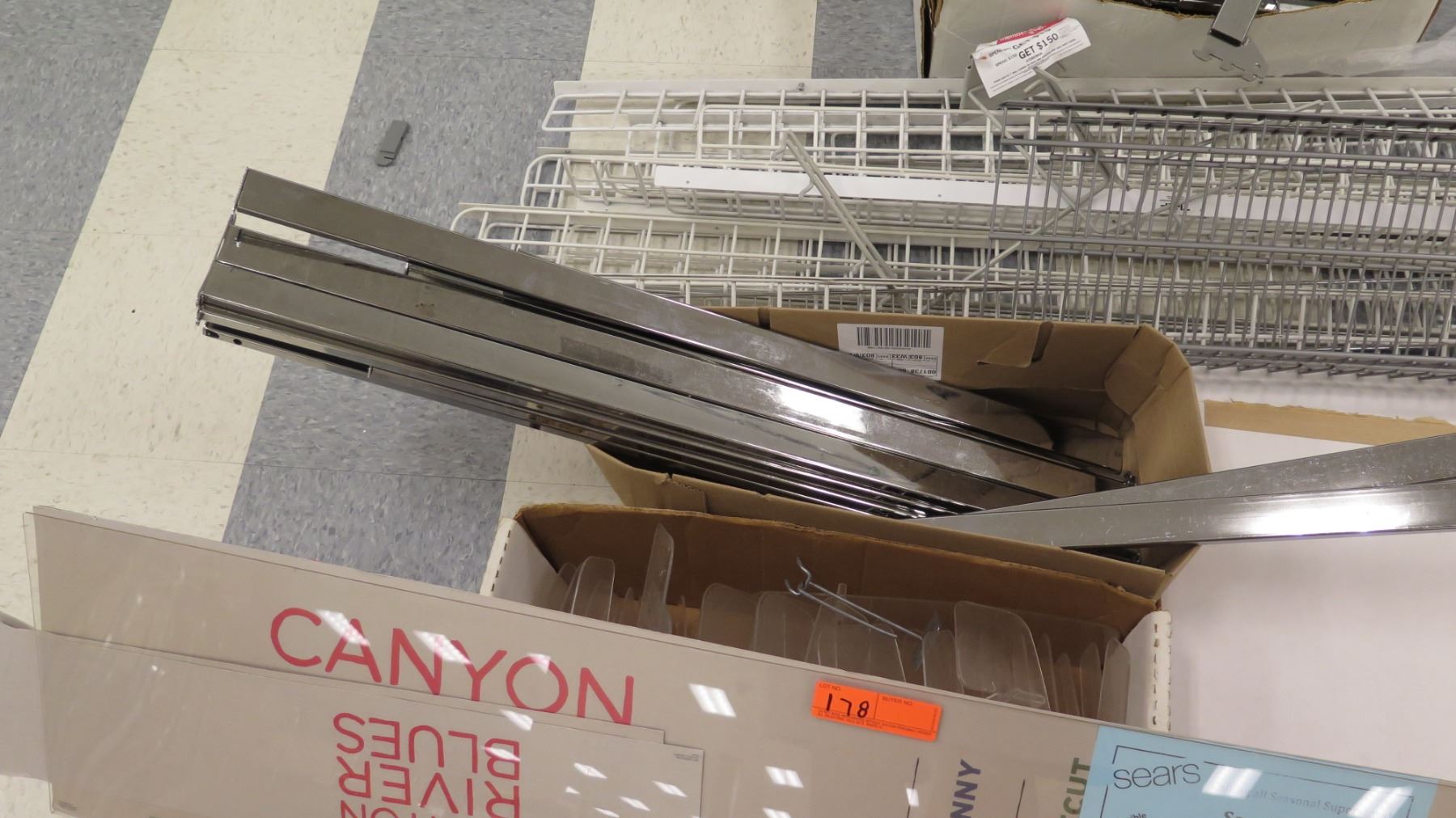 Multiple Boxes Metal Wire Rack Parts, Rails, Connectors, etc