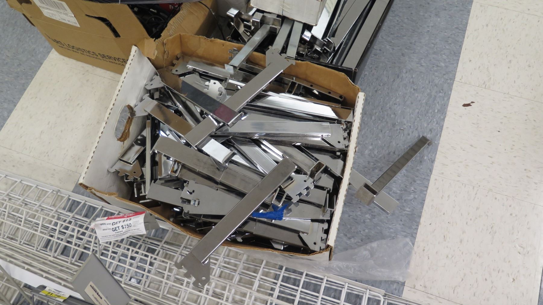 Multiple Boxes Metal Wire Rack Parts, Rails, Connectors, etc