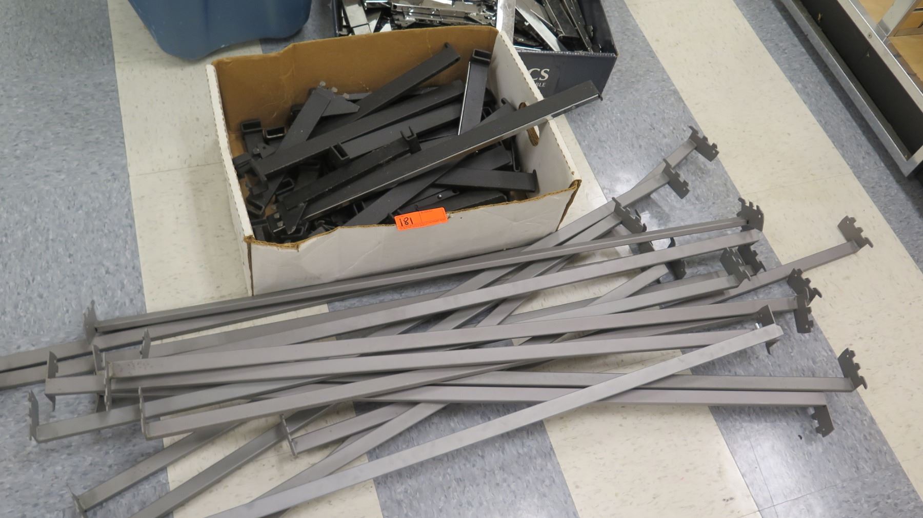 Multiple Boxes Metal & Plastic Rack Parts, Rails, Slatwall Sections