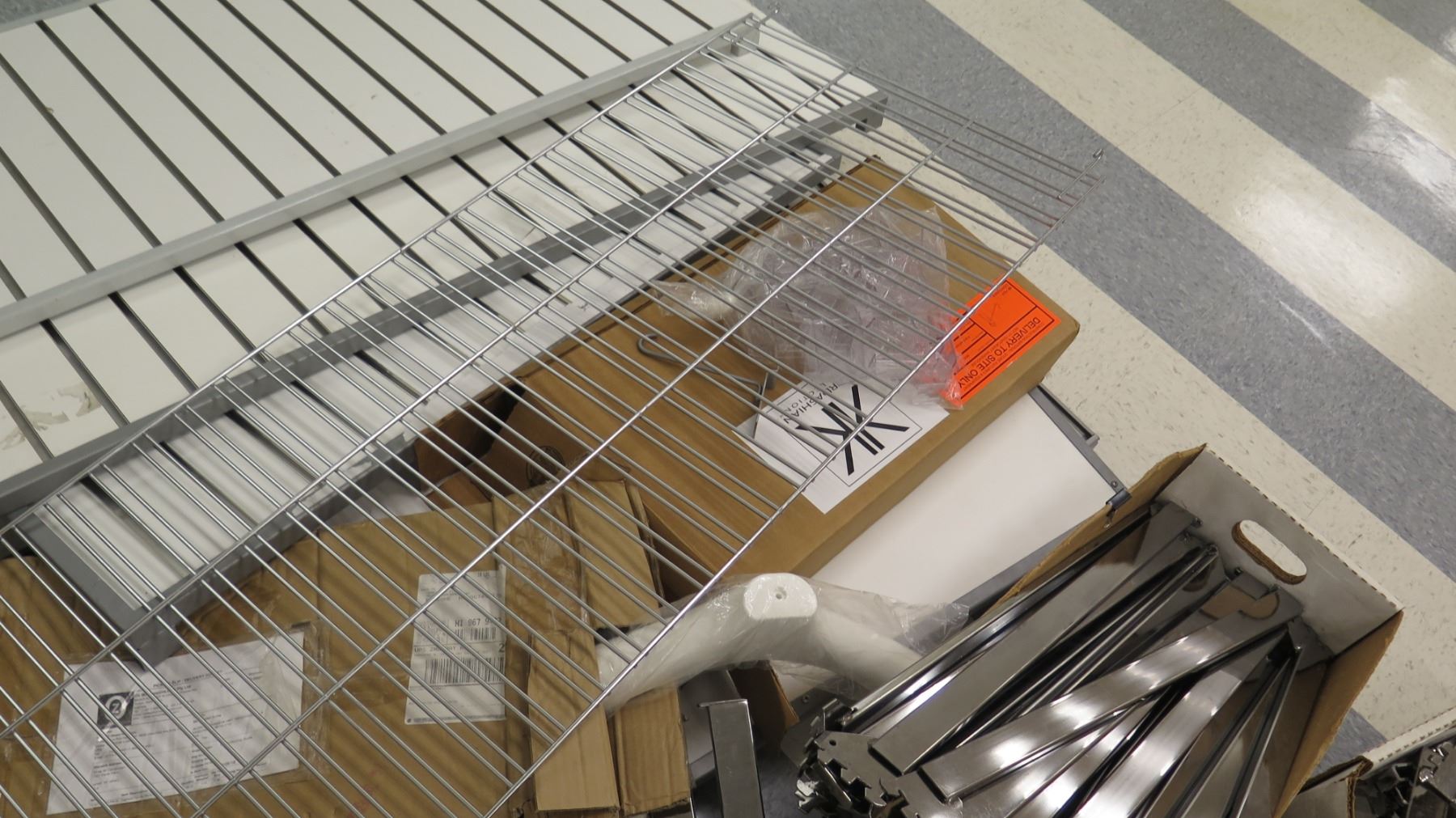 Multiple Boxes Metal & Plastic Rack Parts, Rails, Slatwall Sections ...