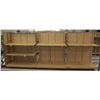 Image 1 : Multiple Slatwall Panel Wood & Chrome Adjustable Display Shelf Racks 180"L x 50.5"D x 62.5"H
