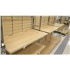 Image 8 : Multiple Slatwall Panel Wood & Chrome Adjustable Display Shelf Racks 180"L x 50.5"D x 62.5"H